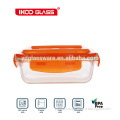 Airtight borosilicate glass food lunch box with lock lid